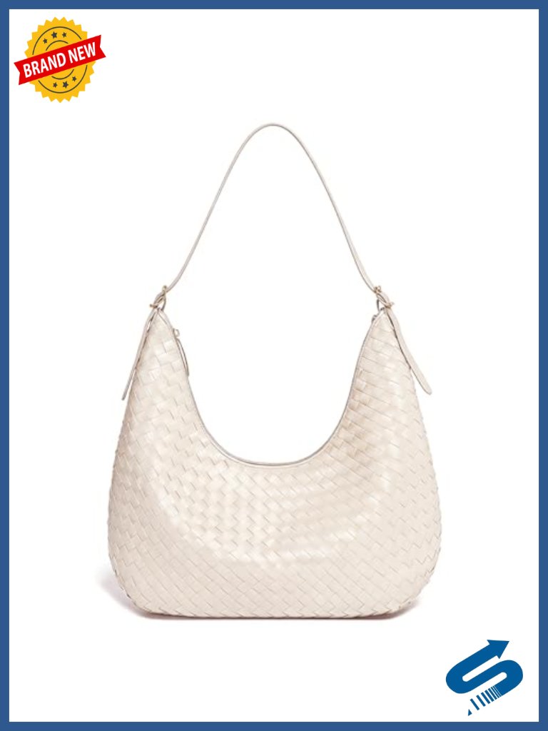 Shoulder Bag For Women Hobo Woven Vegan Leather Handbag Tote Lightweight With